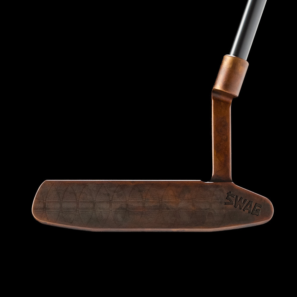 SWAG Golf Handsome Teeki Too limited edition golf putter made from carbon steel with a Japanese bronze finish.