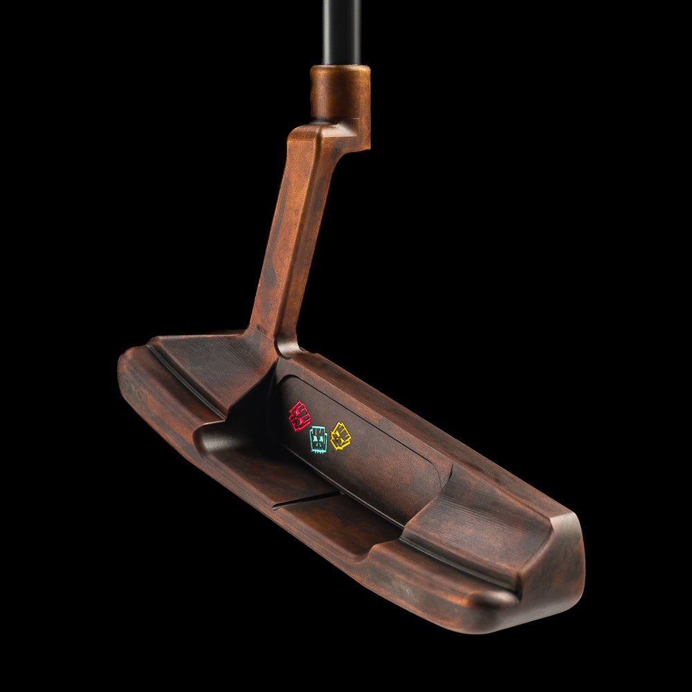 SWAG Golf Handsome Teeki Too limited edition golf putter made from carbon steel with a Japanese bronze finish.