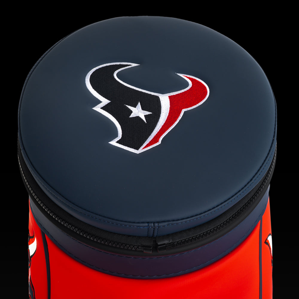 Top view of the removable Houston Texans lid with an embroidered Texans logo.