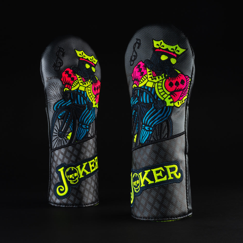 Joker bicycle king fairway special black and neon yellow fairway wood golf club head cover made in the USA.