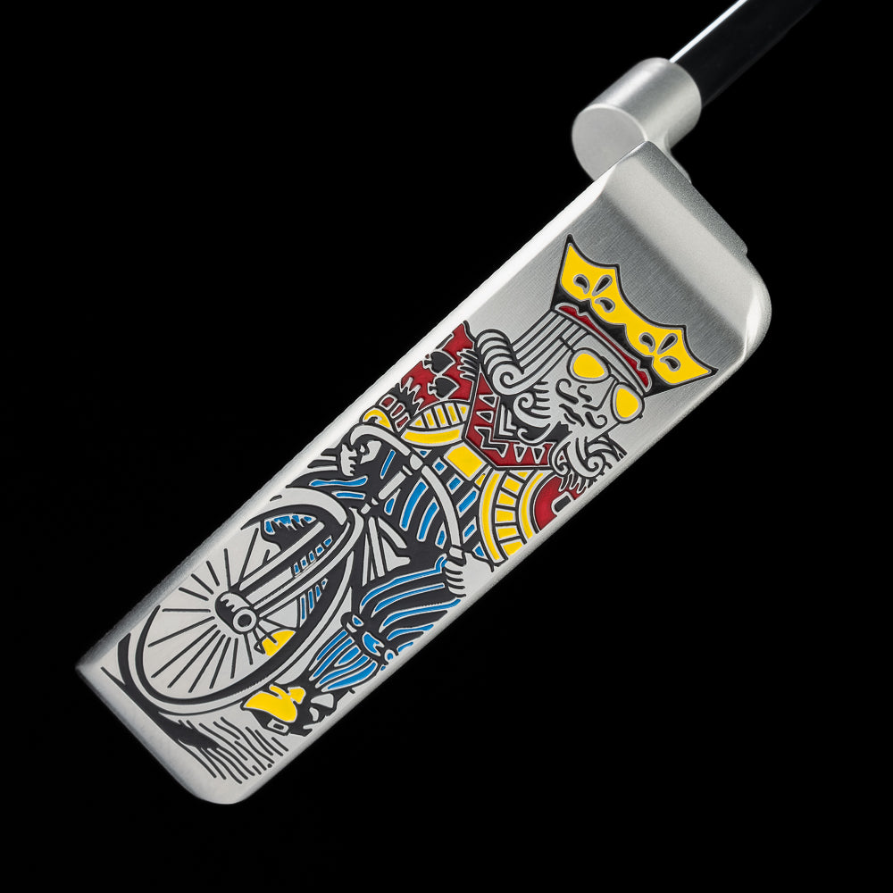 Joker Handsome One limited edition blade stainless steel golf putter by SWAG Golf co featuring a playing card design.