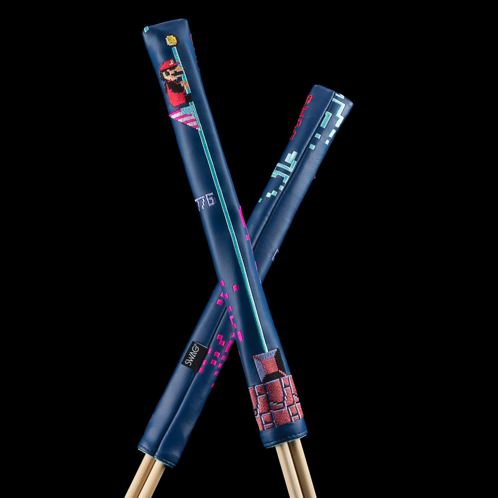 SWAG Golf Flag Pole Sitta 8-bit video game themed 4th of July blue and red alignment sticks cover.