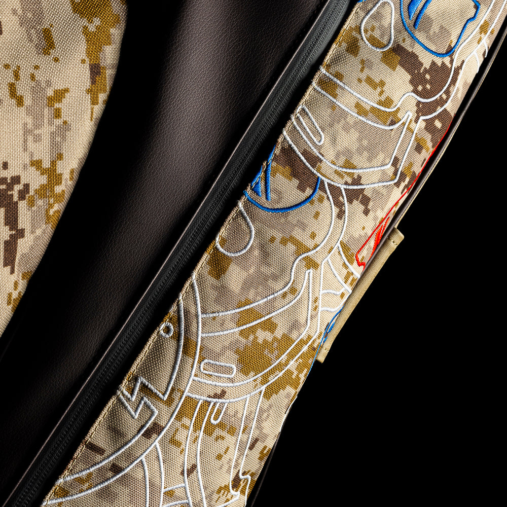 SWAG Golf desert camo stacked skulls golf stand bag with removable front pocket patch.