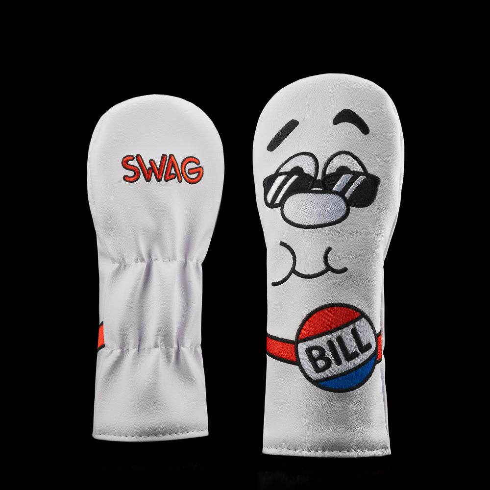 SWAG Golf just a bill white, red, and blue hybrid golf headcover.