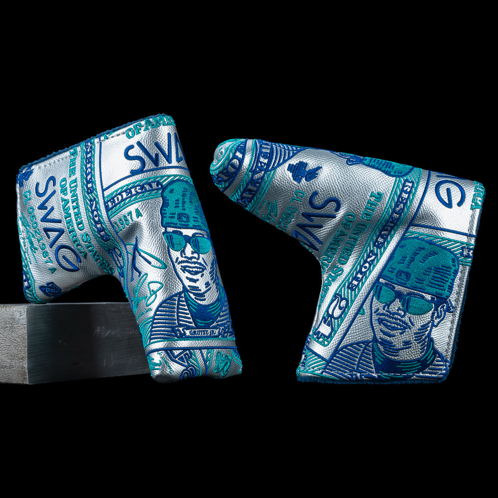 $24 Griffey Bill blade cover in mint and navy, currency style, and Griffey portrait.
