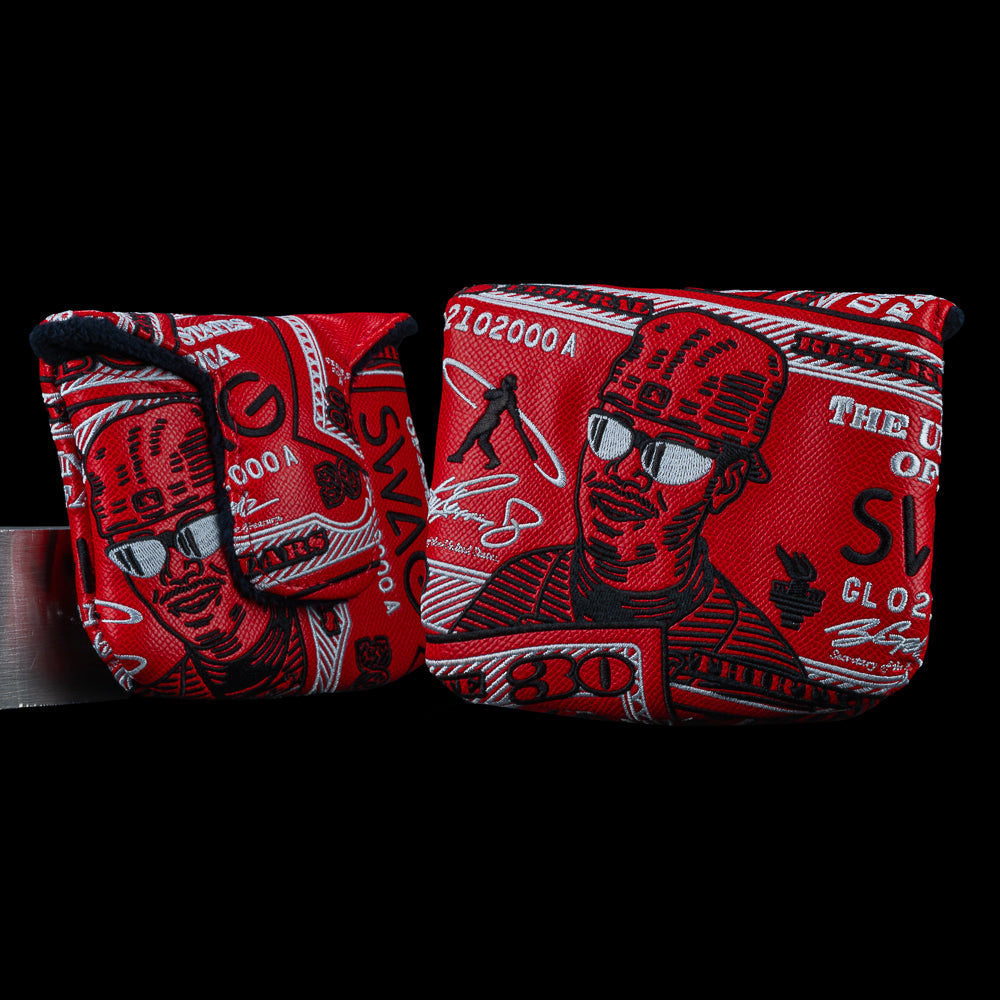 $30 Dollar Griffey Bill mallet cover in red, currency style, and Griffey portrait.