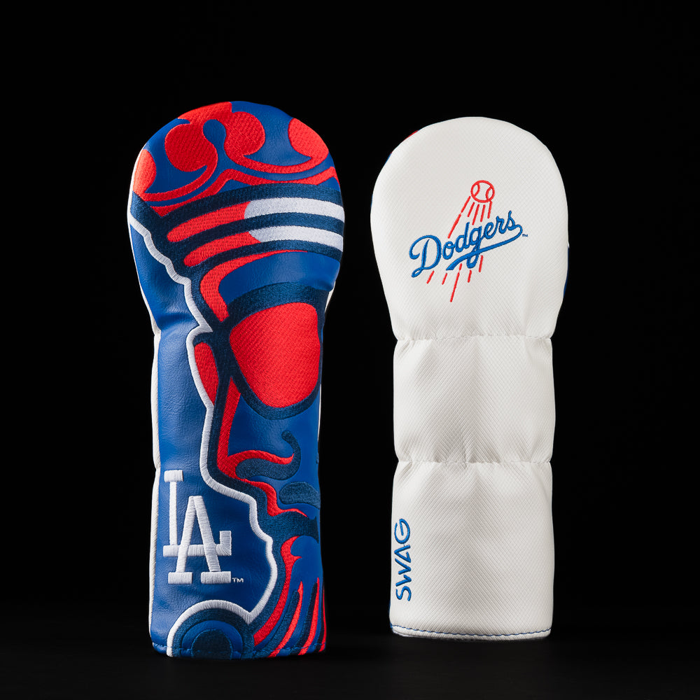 SWAG Golf x MLB officially licensed Los Angeles Dodgers King of Ks blue and white fairway wood golf headcover.