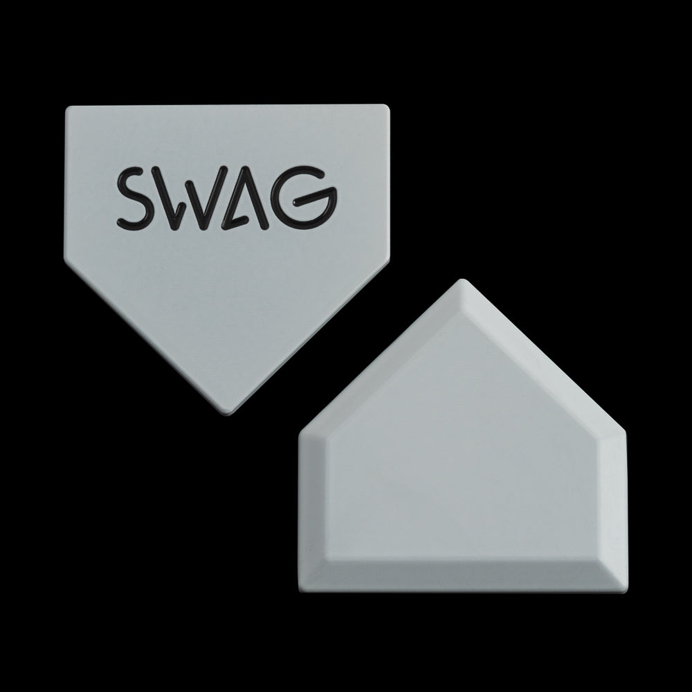 SWAG Golf stainless steel white coated home plate golf ball marker.