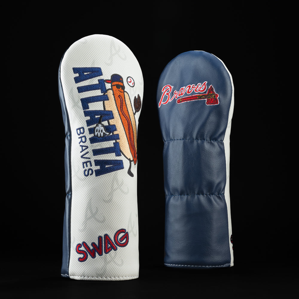 Atlanta Braves Hot Dog blue. white and red driver golf head cover.