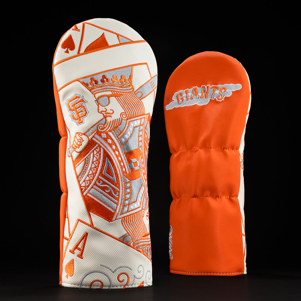 SWAG Golf x MLB officially licensed SF Giants City Connect King orange and white driver golf headcover.