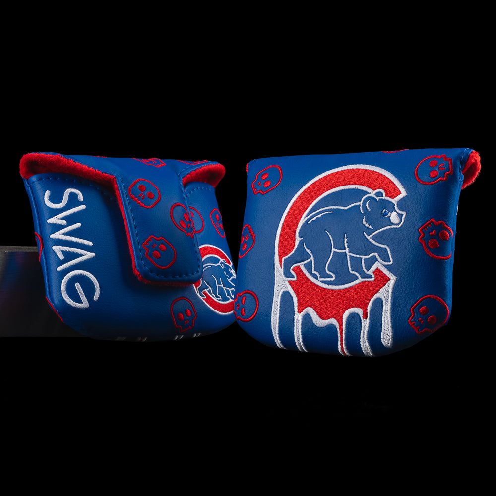 SWAG Golf x MLB officially licensed Chicago Cubs blue and red mallet putter golf headcover.