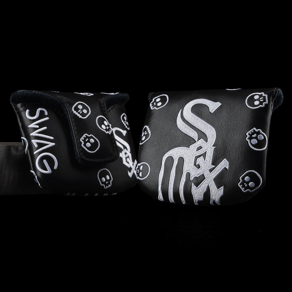 SWAG Golf x MLB officially licensed Chicago White Sox drip logo black and white mallet putter golf headcover.