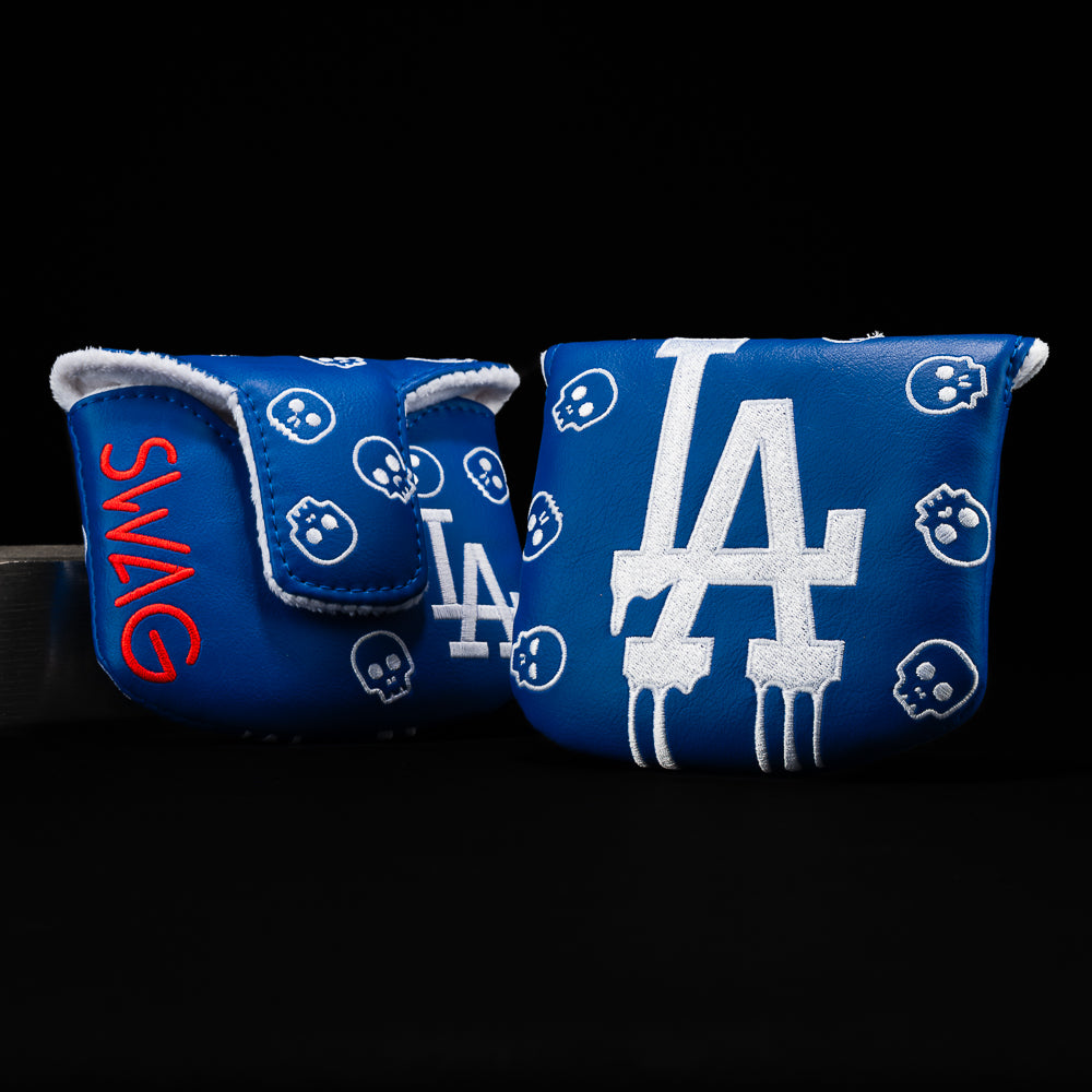 SWAG Golf x MLB officially licensed Los Angeles Dodgers drip bue and white mallet putter golf headcover.
