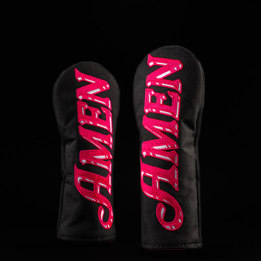 SWAG Golf AMEN black and pink hybrid golf headcover made in the USA.
