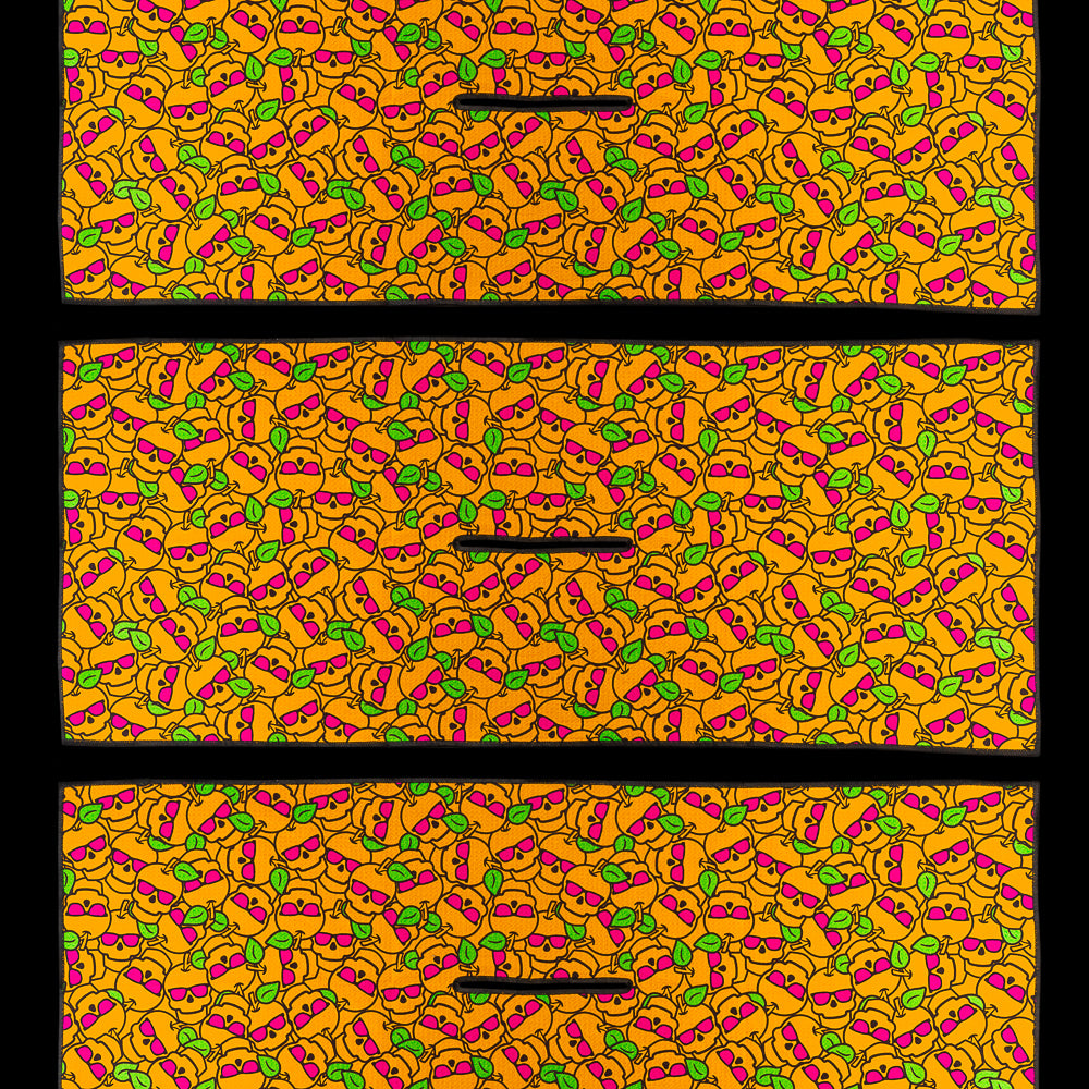 SWAG Golf stacked peach skull orange and green waffle texture absorbent golf towel.
