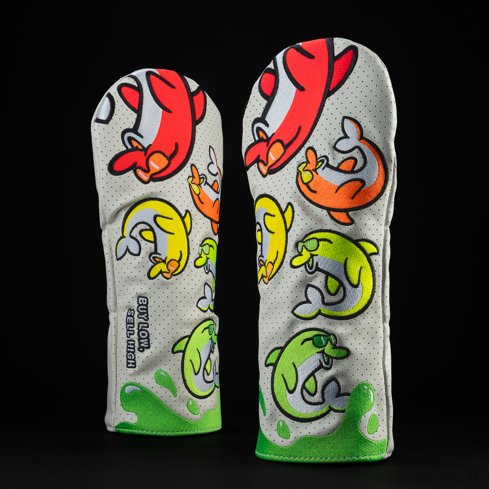 Poolside Flipper multi color with green, yellow orange and red flippers driver head cover made in the USA.