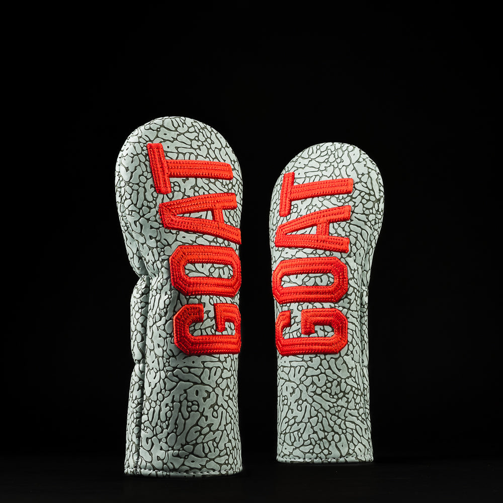 SWAG Golf basketball GOAT themed small talk hybrid golf headcover with elephant print and red letters.