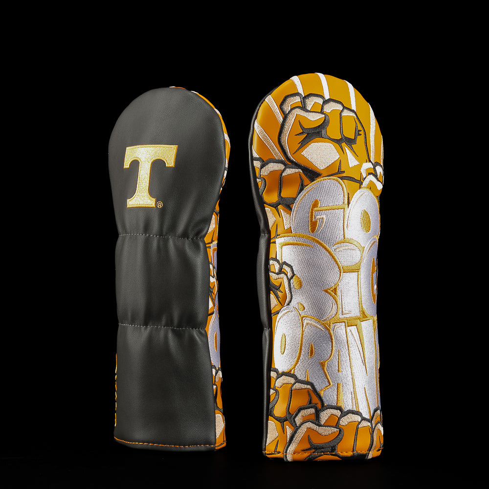 Black, orange and white Tennessee Volunteers fairway golf headcover featuring the Power T logo and bold illustrated “Big Orange” design.