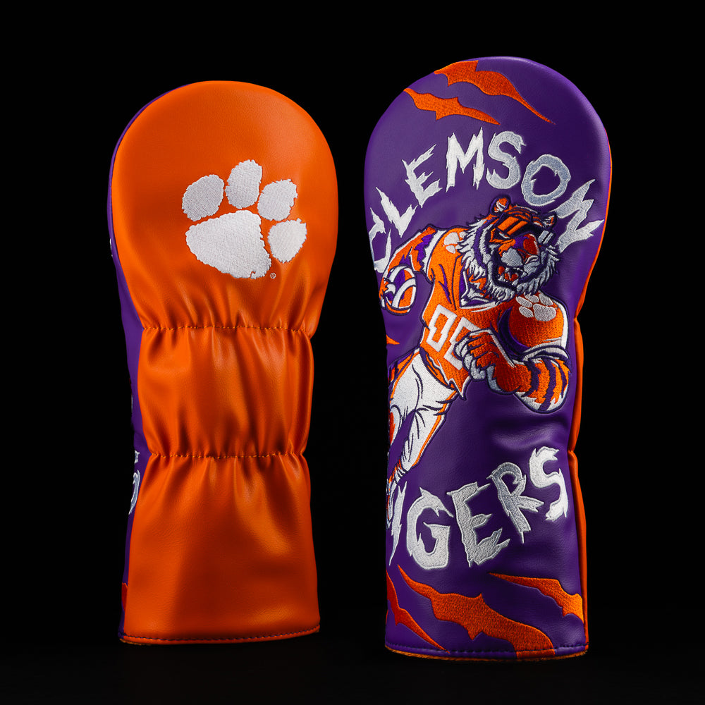 NCAA Clemson Tigers driver cover, with team colors and mascot.