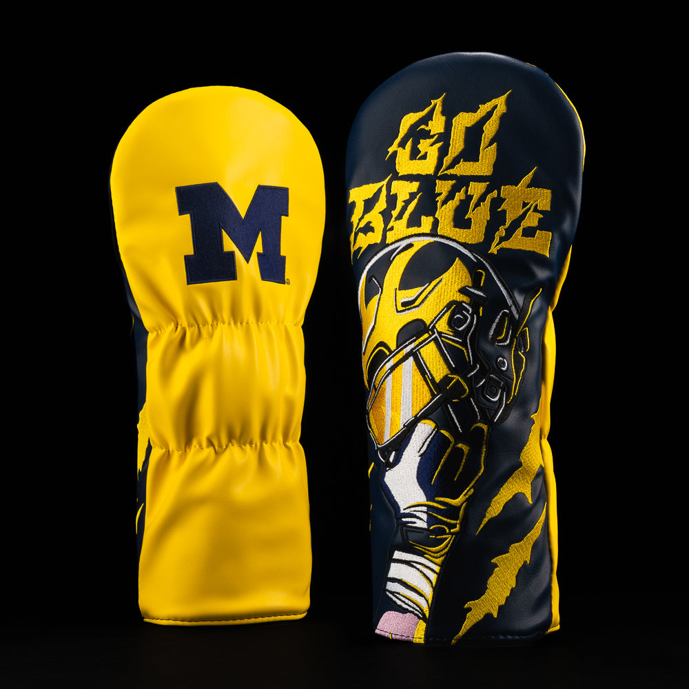 NCAA Michigan Wolverines driver cover with team colors, helmet, and “go blue”
