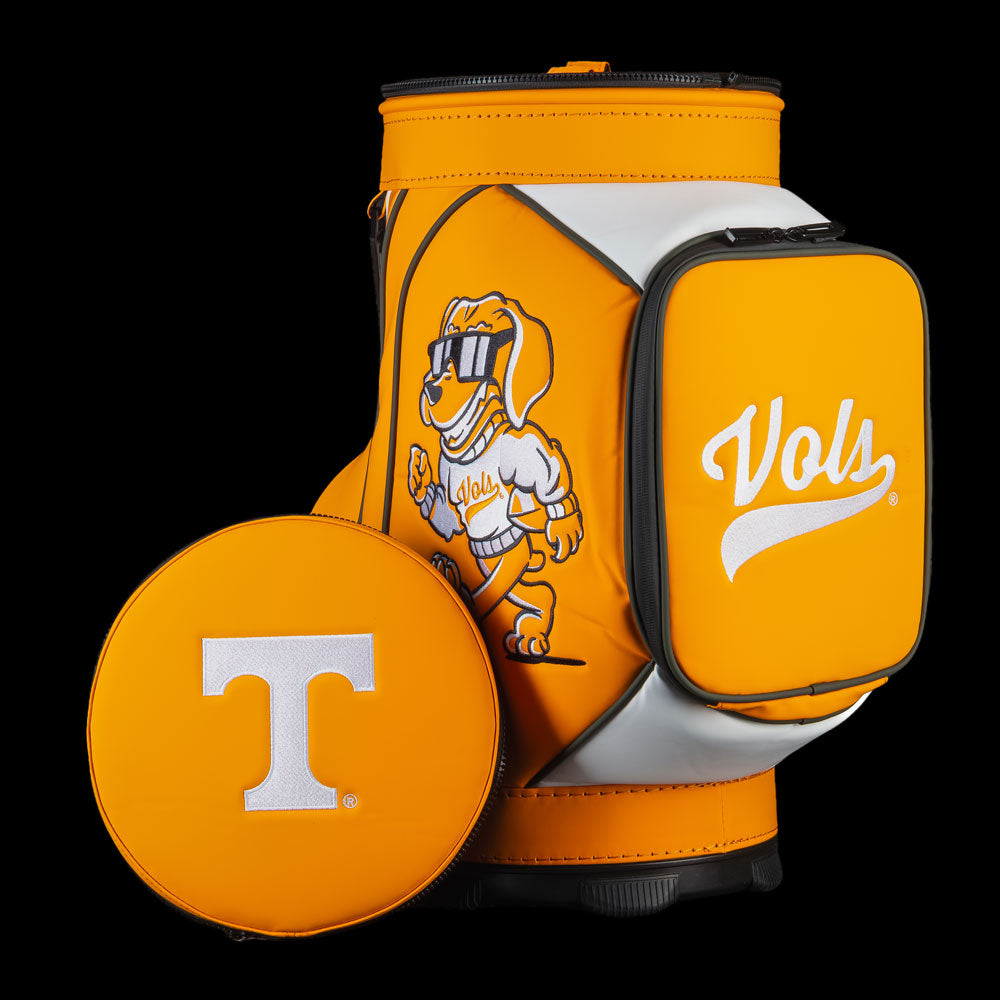 Tennessee Volunteers Smokey Den Caddy Cooler in Tennessee orange with Smokey mascot artwork, white accents, Vols script, and Power T logo