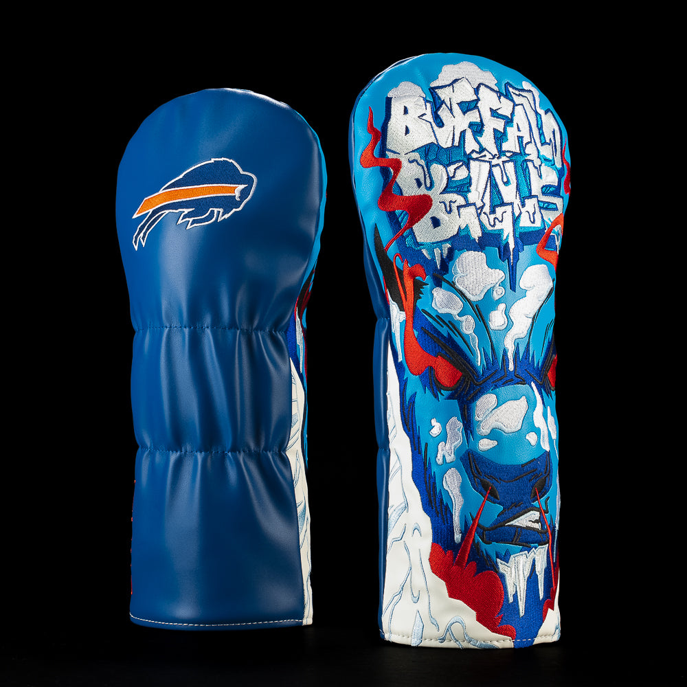 SWAG Golf NFL Buffalo Bills Dear Billy Driver Cover with a close-up charging buffalo face beneath icy Buffalo Bills lettering in red, white and blue.
