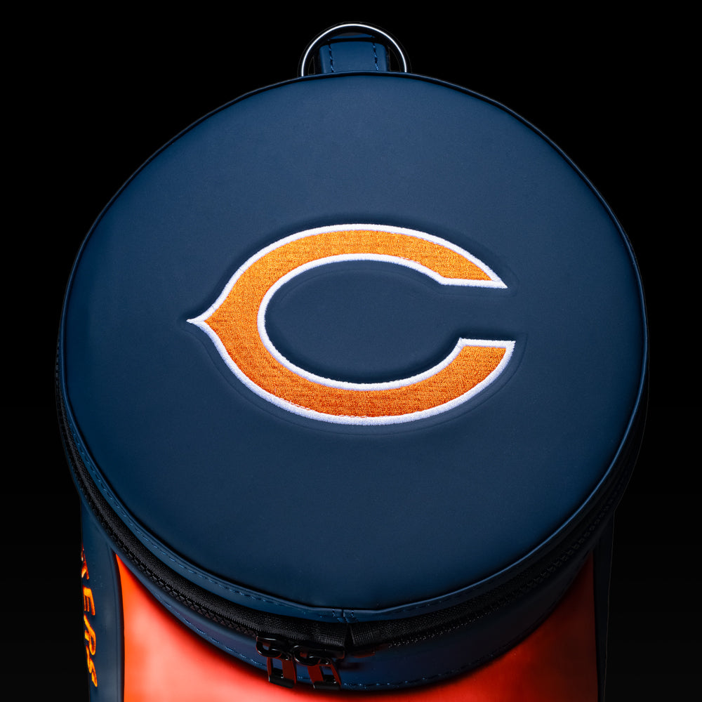 Top view of the removable Chicago Bears lid with an embroidered Bears logo.
