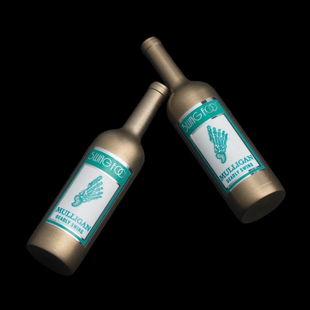 SWAGFoot White Ball Marker with bold footprint design and “Mulligan – Deadly Swing” label.