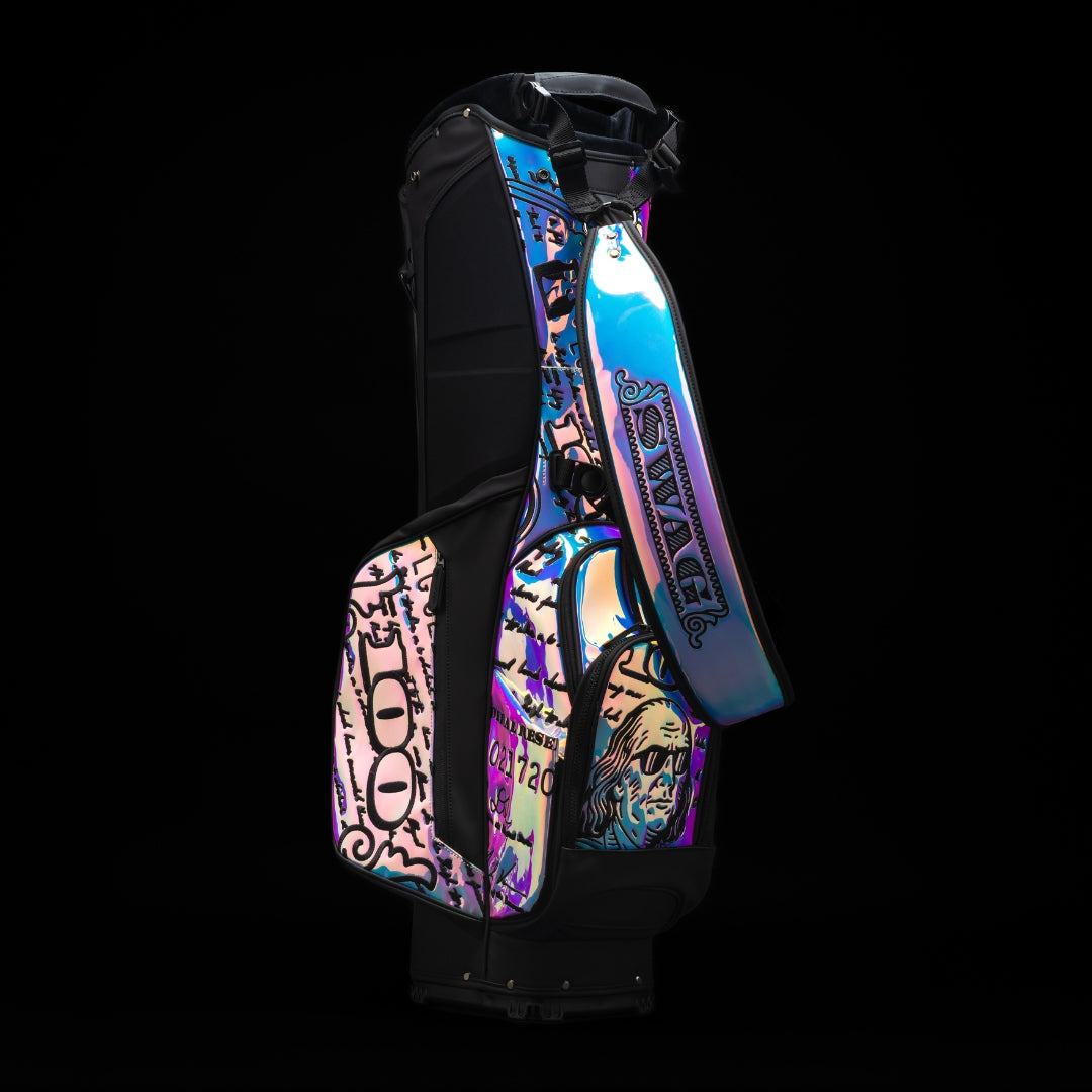 SWAG Golf Pearlescent Franklin black and iridescent limited edition golf stand bag.