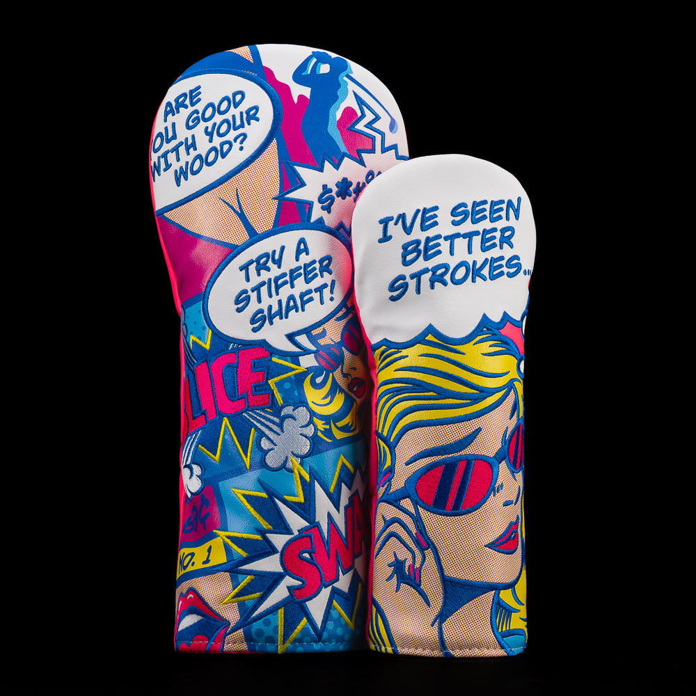 SWAG Golf Tales From The Fairway Vol 1 Comic book themed driver and fairway wood headcover set.
