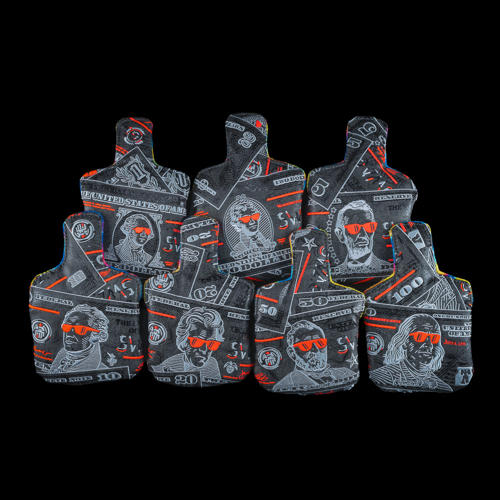 SWAG Golf Almighty Dollar 6.0 black, white and red dollar bill themed mallet golf headcover.