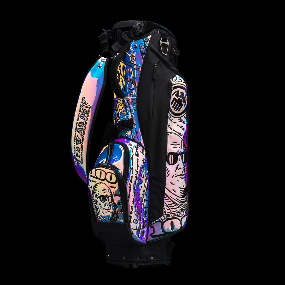 SWAG Golf Pearlescent Franklin black and iridescent limited edition golf stand bag.