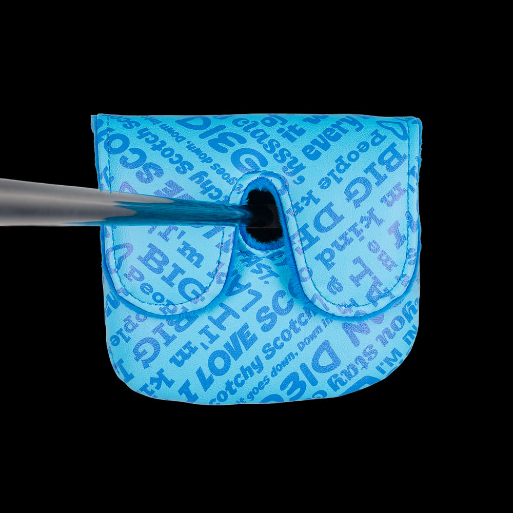 Blue Anchorman large center shaft mallet cover with Channel 4 logo.