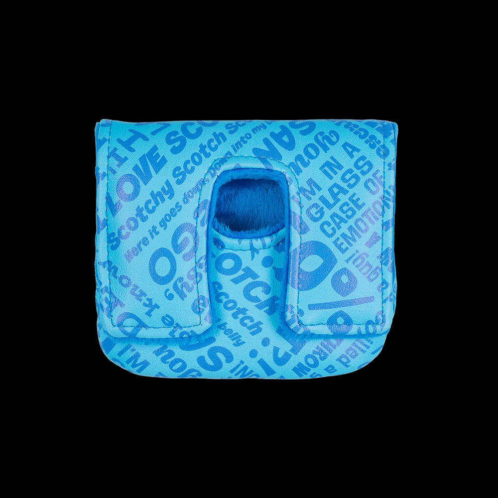 Blue Anchorman small center shaft mallet cover with Channel 4 logo.