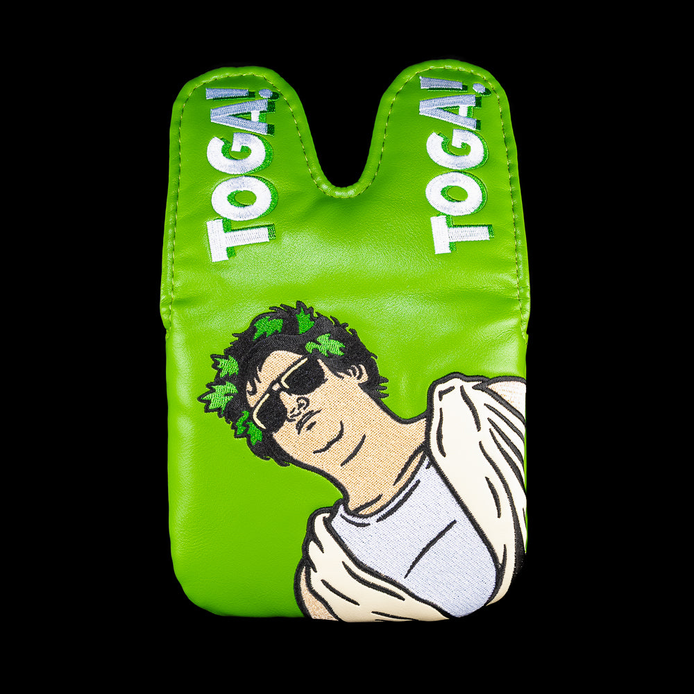 Rewind Golf x Animal House licensed TOGA themed green center shaft XL mallet golf headcover.
