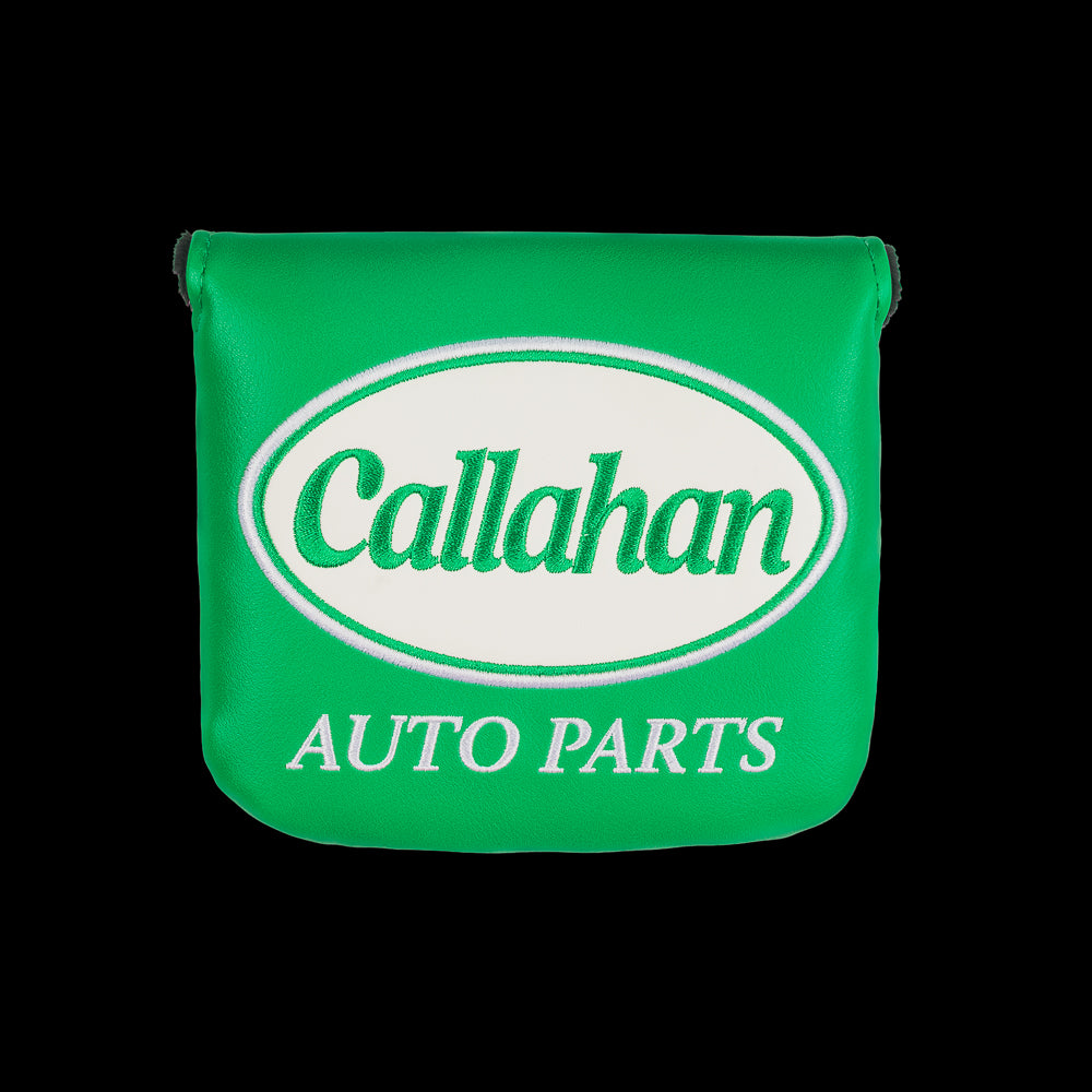 Green Callahan Auto Parts large CS mallet cover with white logo.