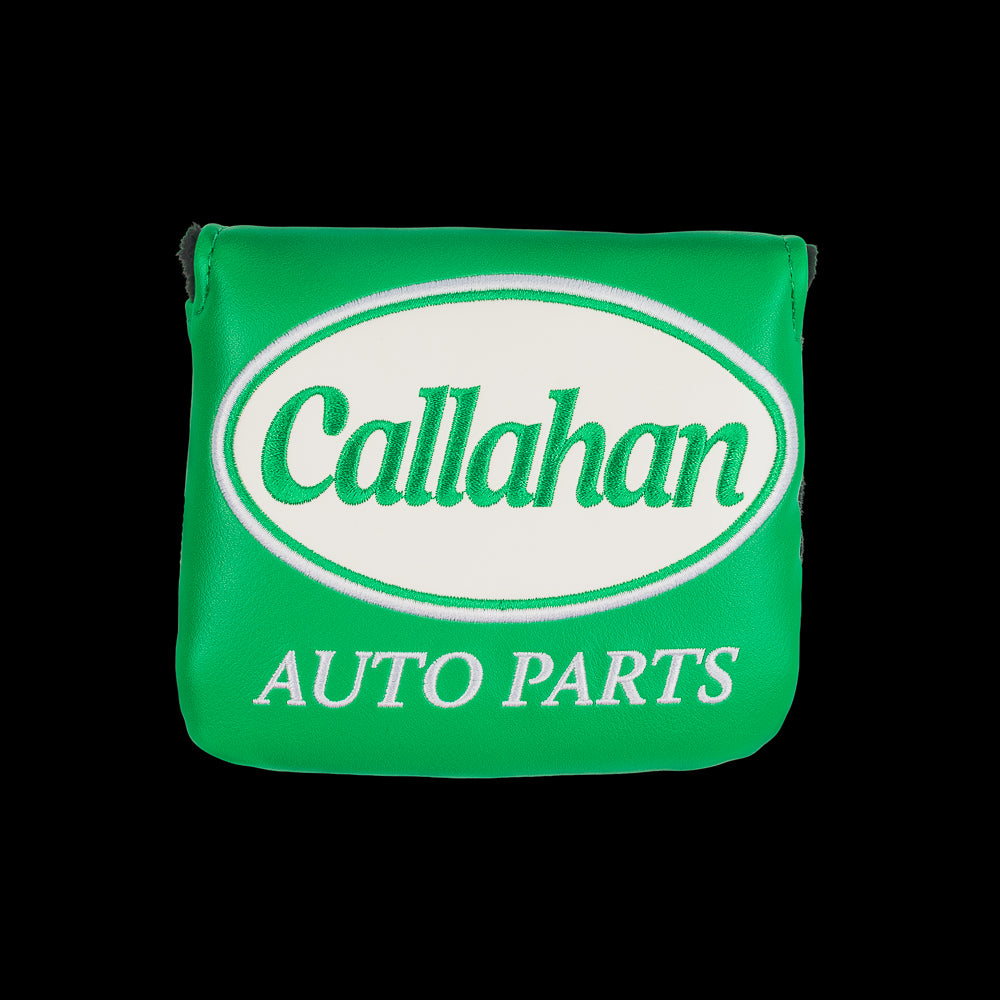 Green Callahan Auto Parts small CS mallet cover with logo.