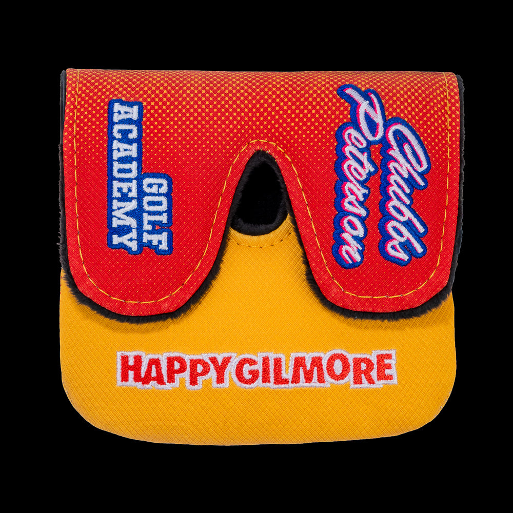 Rewind Golf x Happy Gilmore Chubbs Peterson Golf Academy orange and yellow officially licensed center shaft XL mallet headcover.