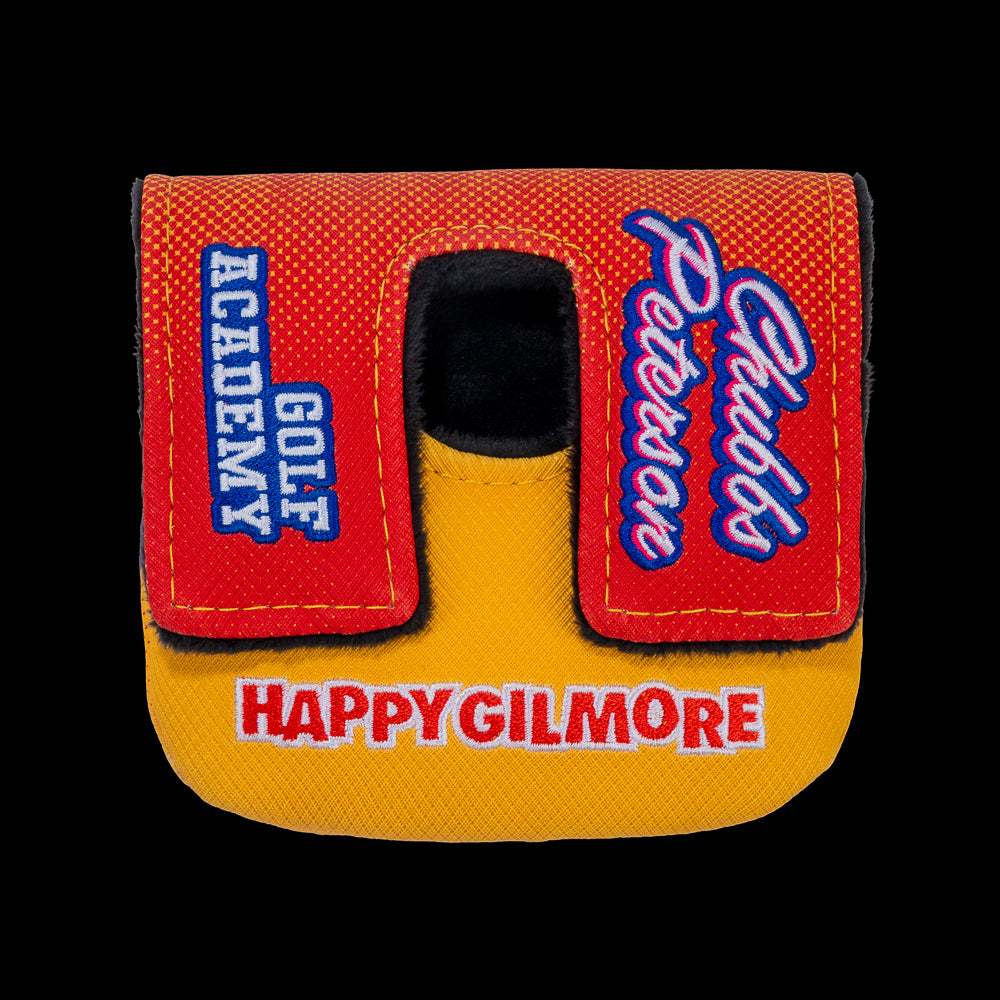 Rewind Golf x Happy Gilmore official Chubbs Peterson Golf Academy orange and yellow gator themed center shaft mallet golf headcover.