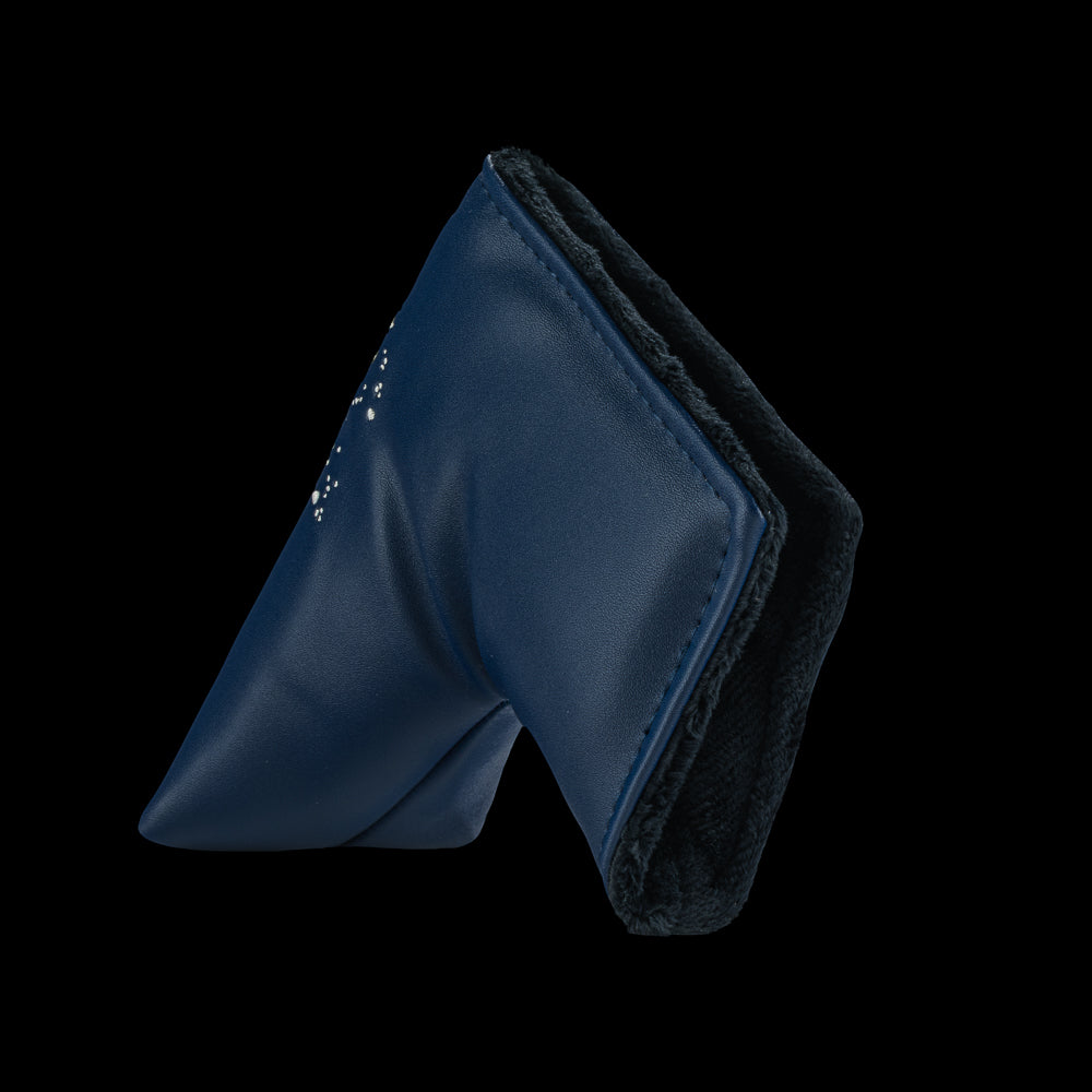 Rewind Golf x Animal House College blue blade golf headcover with 'COLLEGE' text on a black background