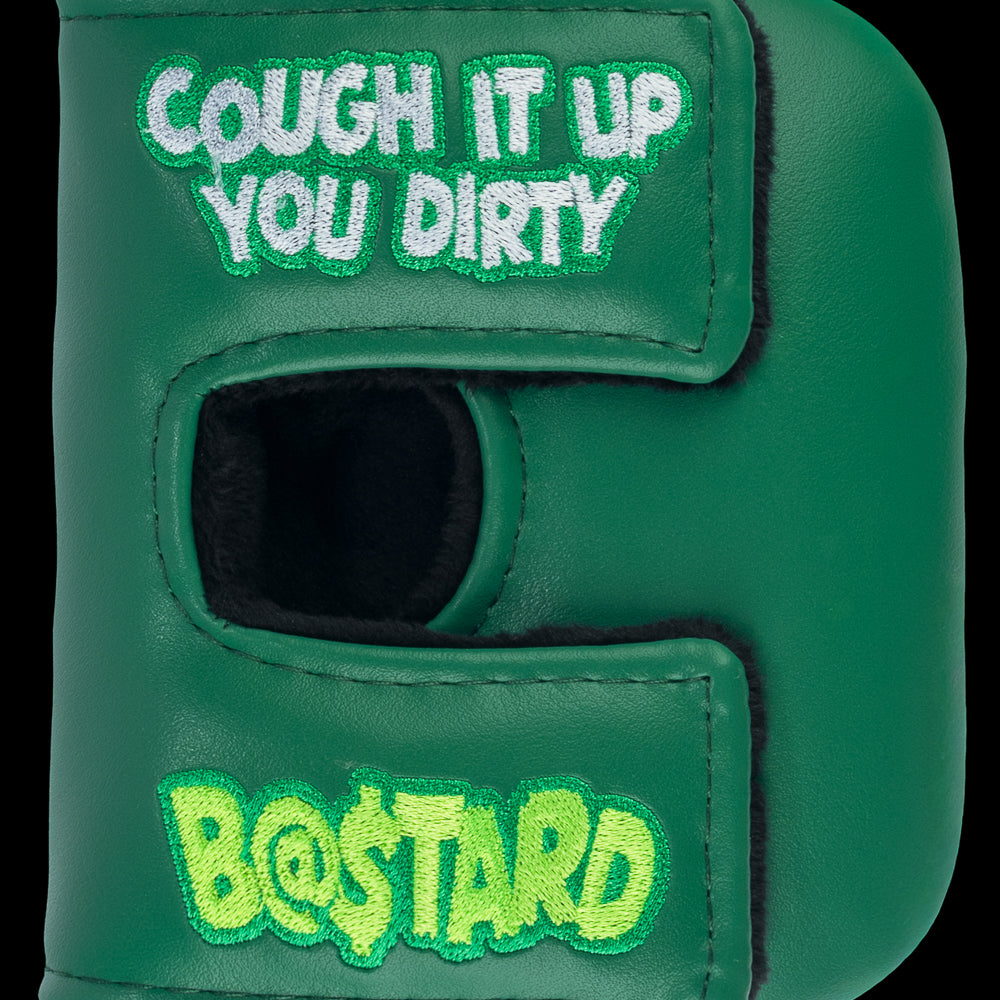 Rewind Golf x Happy Gilmore official Cough It Up green alligator themed center shaft mallet golf headcover.