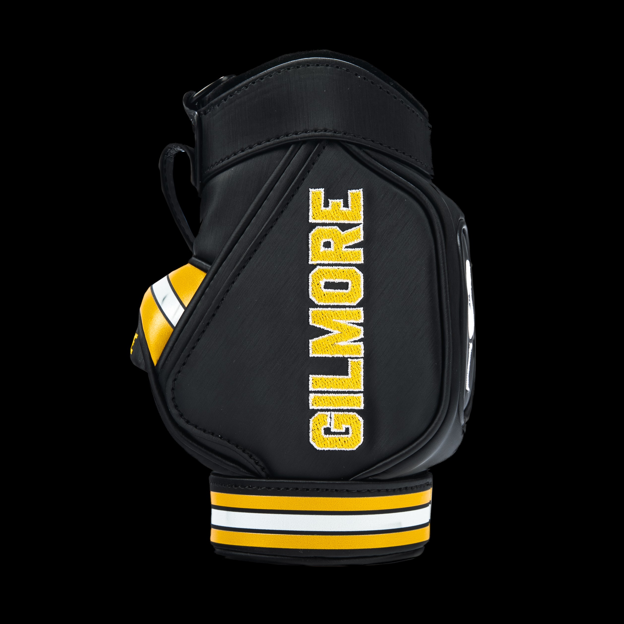Rewind Golf x Happy Gilmore 18 Hockey Jersey official desk caddy accessory featuring black, gold, and yellow details and Happy Gilmore logo.