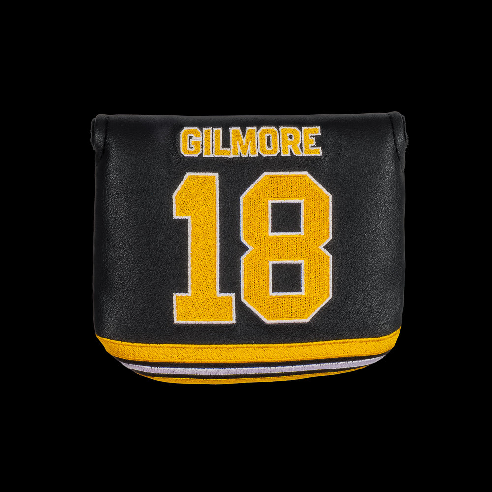 Happy Gilmore 18 Jersey Black and yellow officially licensed center shaft mallet putter headcover.