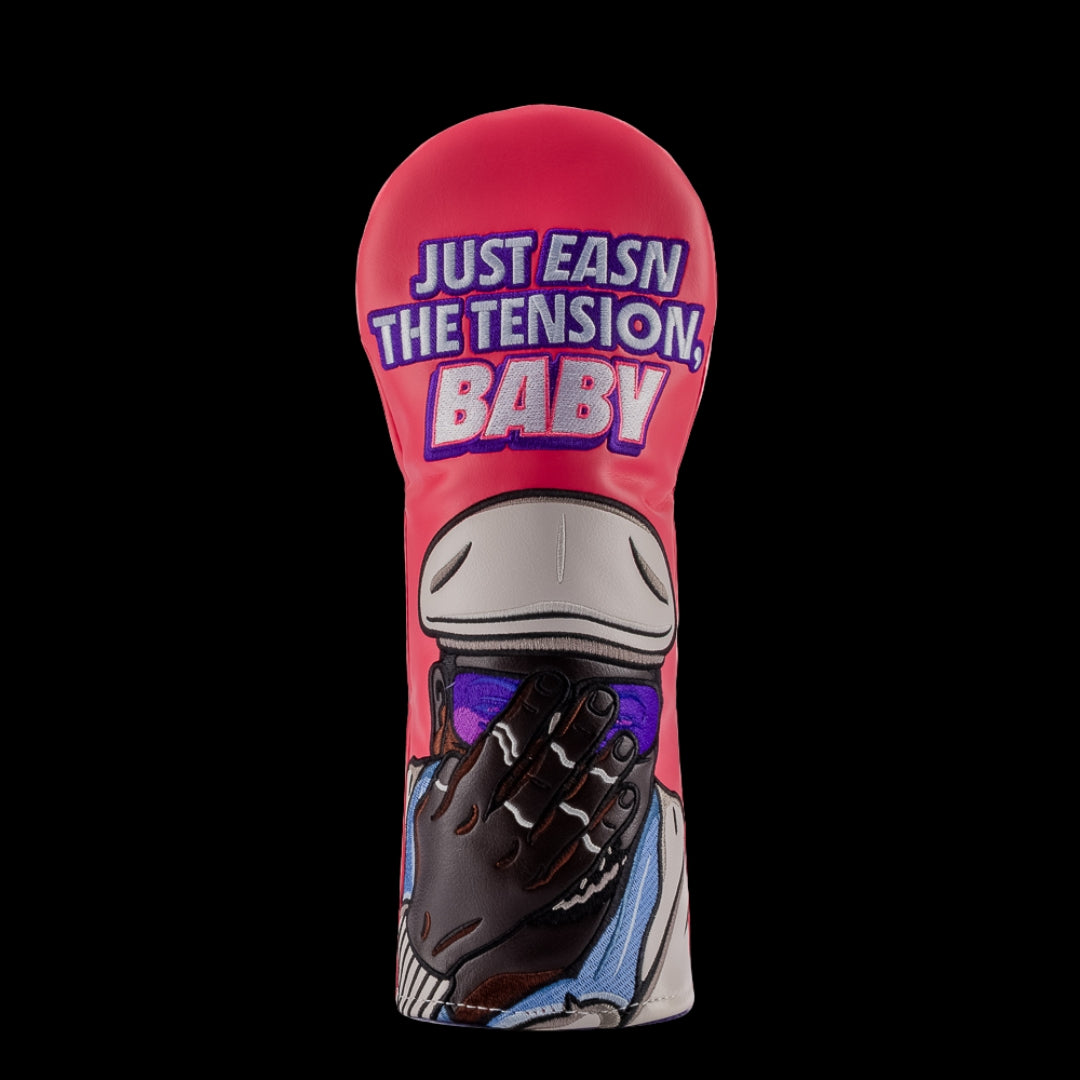 Rewind Golf x Happy Gilmore officially licensed Just Easn The Tension Baby pink fairway wood golf headcover.