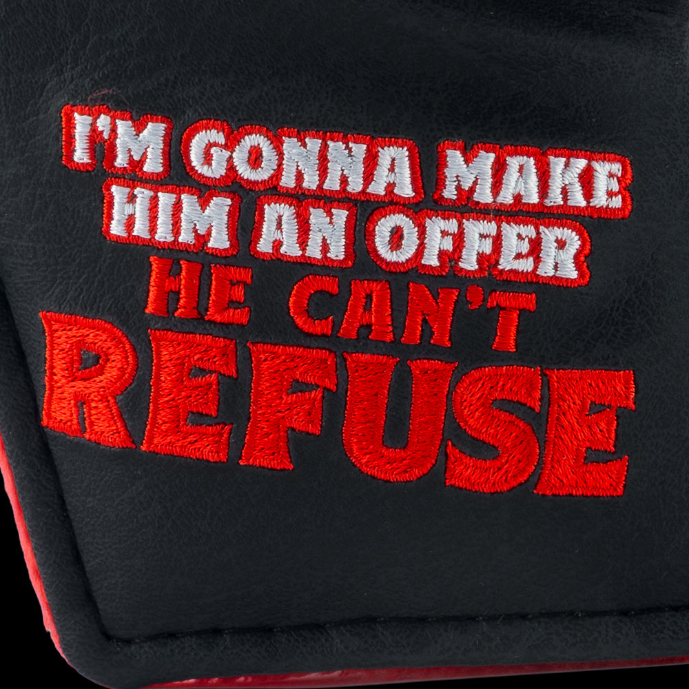 Rewind Golf x The Godfather official Offer He Can't Refuse black and red blade golf headcover.