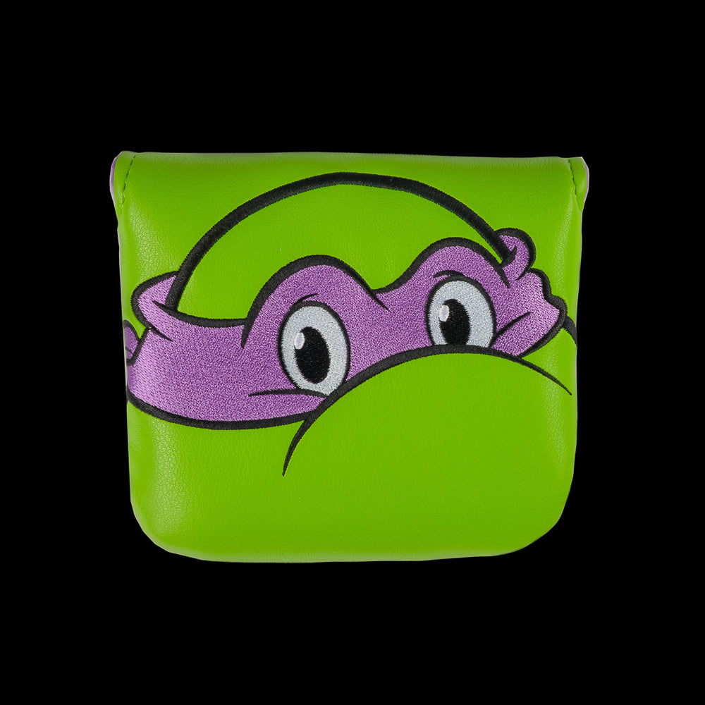 Green TMNT Donnie center shaft XL mallet cover with purple mask peeking design.