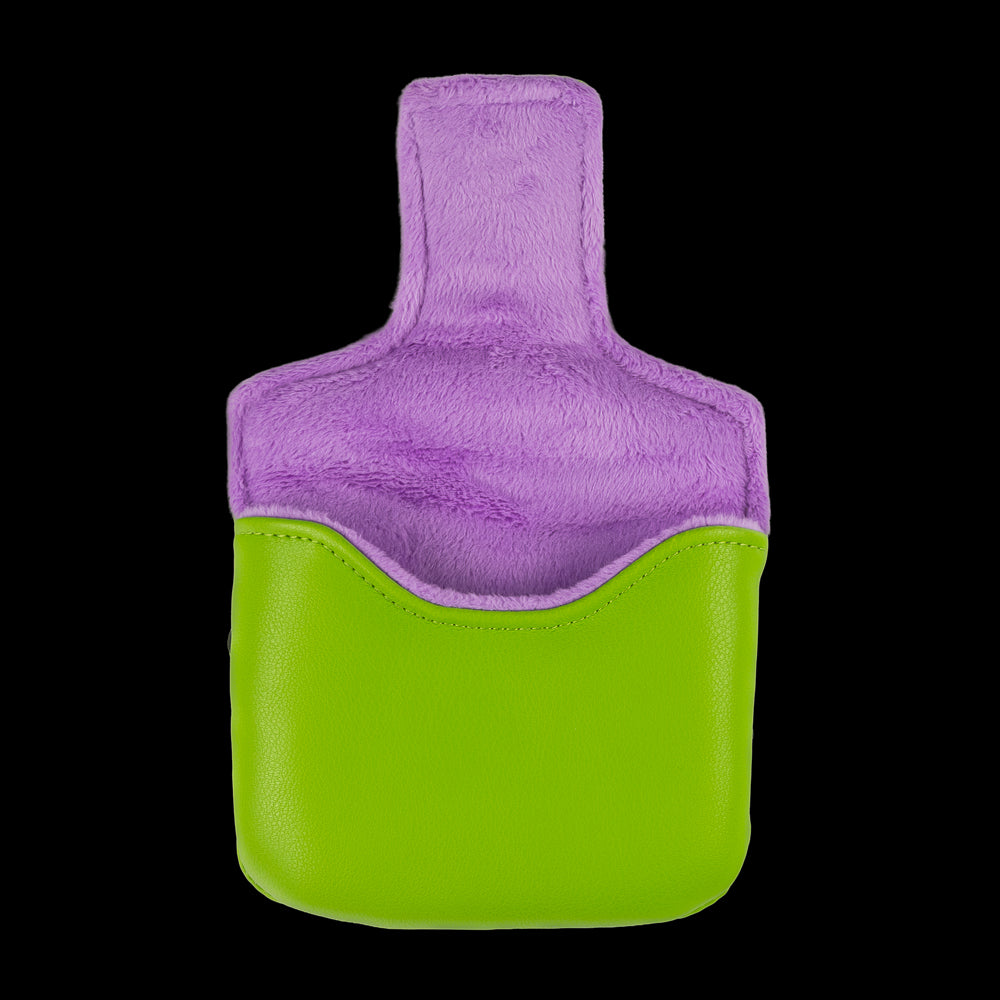 Green TMNT Donnie mallet cover with purple mask peeking design.