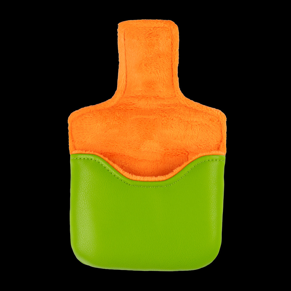 Green TMNT Mikey mallet cover with orange mask peeking design.