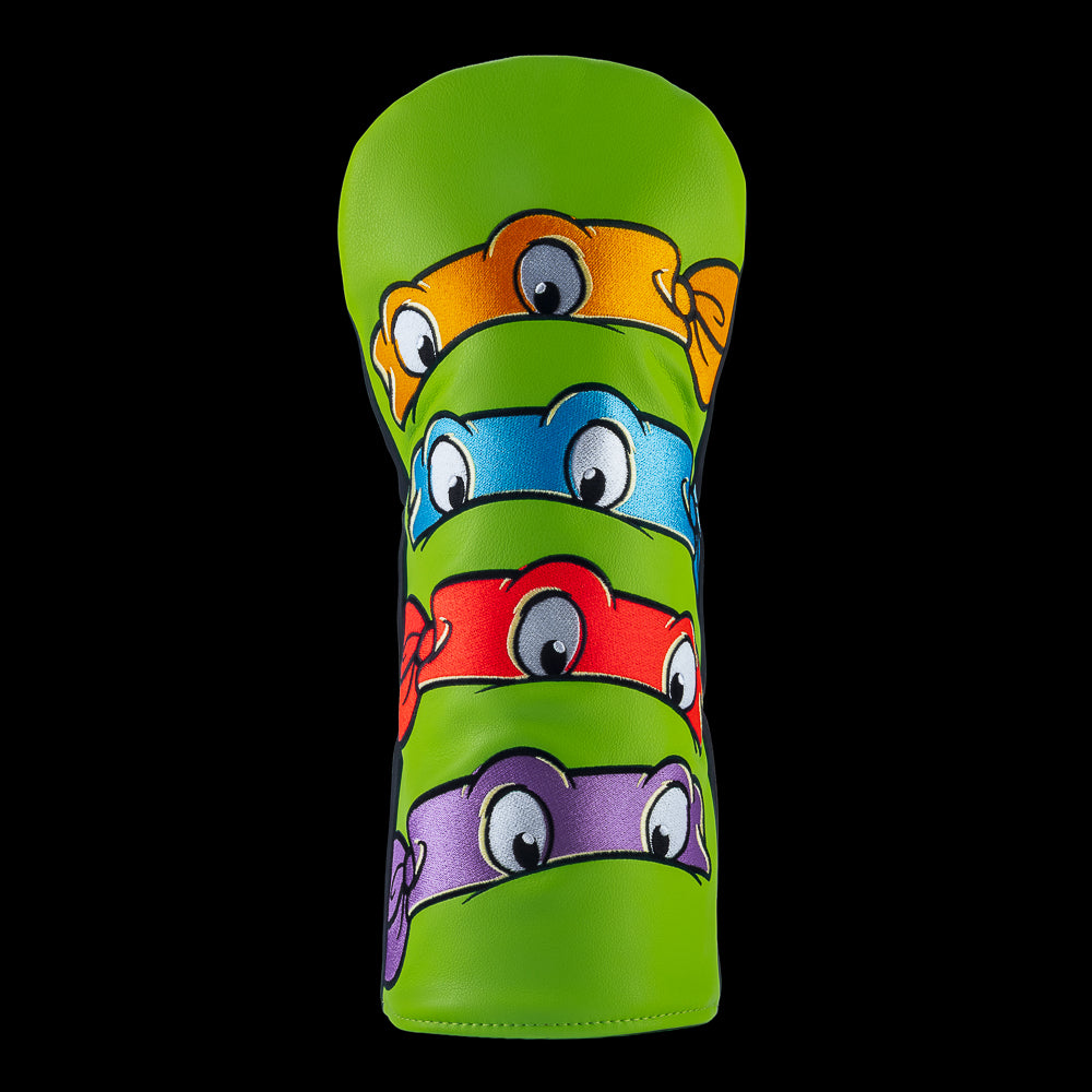 Rewind Golf x TMNT stacked ninja turtles peepers officially licensed green and black driver golf headcover.