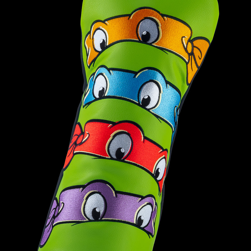 Rewind Golf x TMNT stacked ninja turtles peepers officially licensed green and black driver golf headcover.